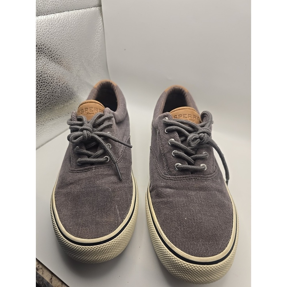 Sperry Men's Striper II Low Top Sneakers Grey STS22624 Corduroy Size 10.5
